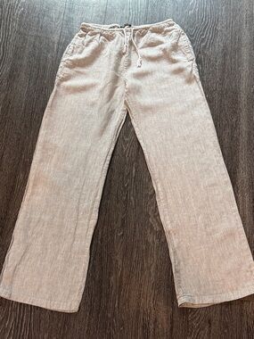 Brandy Melville Beige Wide Leg Linen Pants